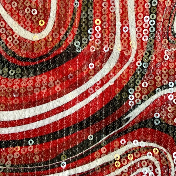 rue21 Red & Black Sequin Marble Swirl Mini Skirt - Size Medium - Picture 4 of 8